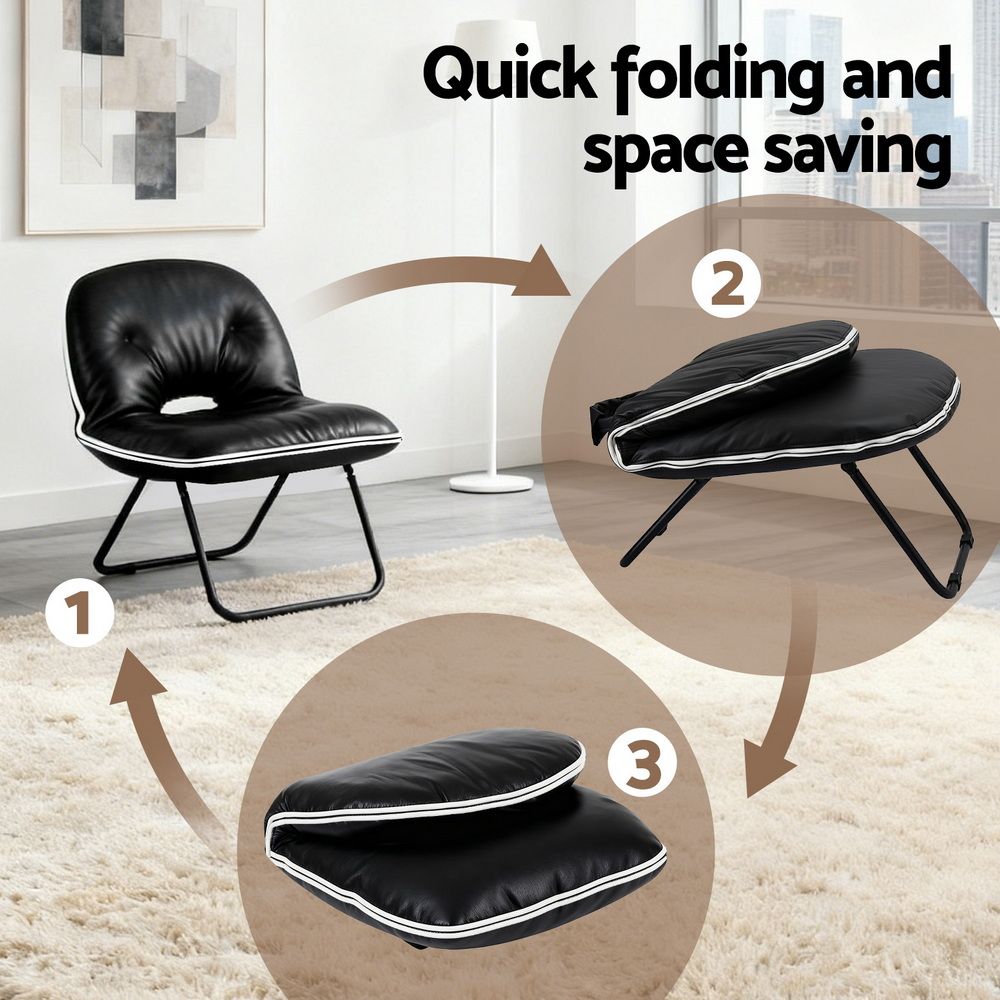 Maevyn Foldable Chair 2-In-1 Armchair Lounge Chair Portable - Black