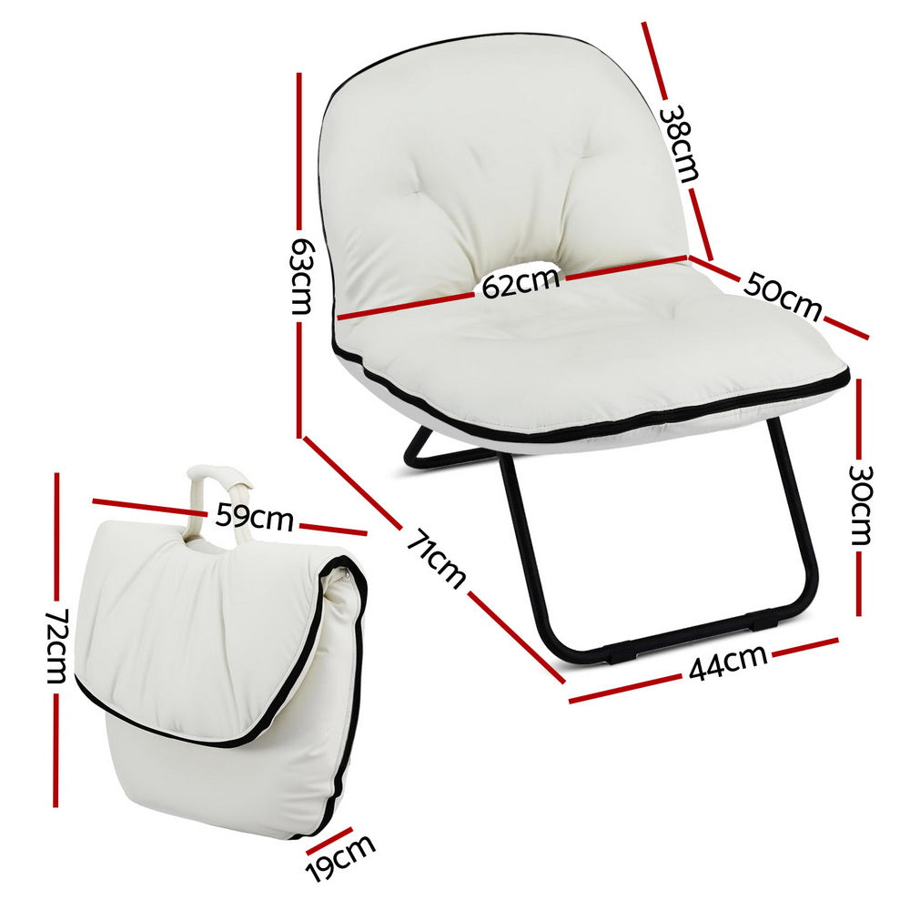 Maevyn Foldable Chair 2-In-1 Armchair Lounge Chair Portable - White