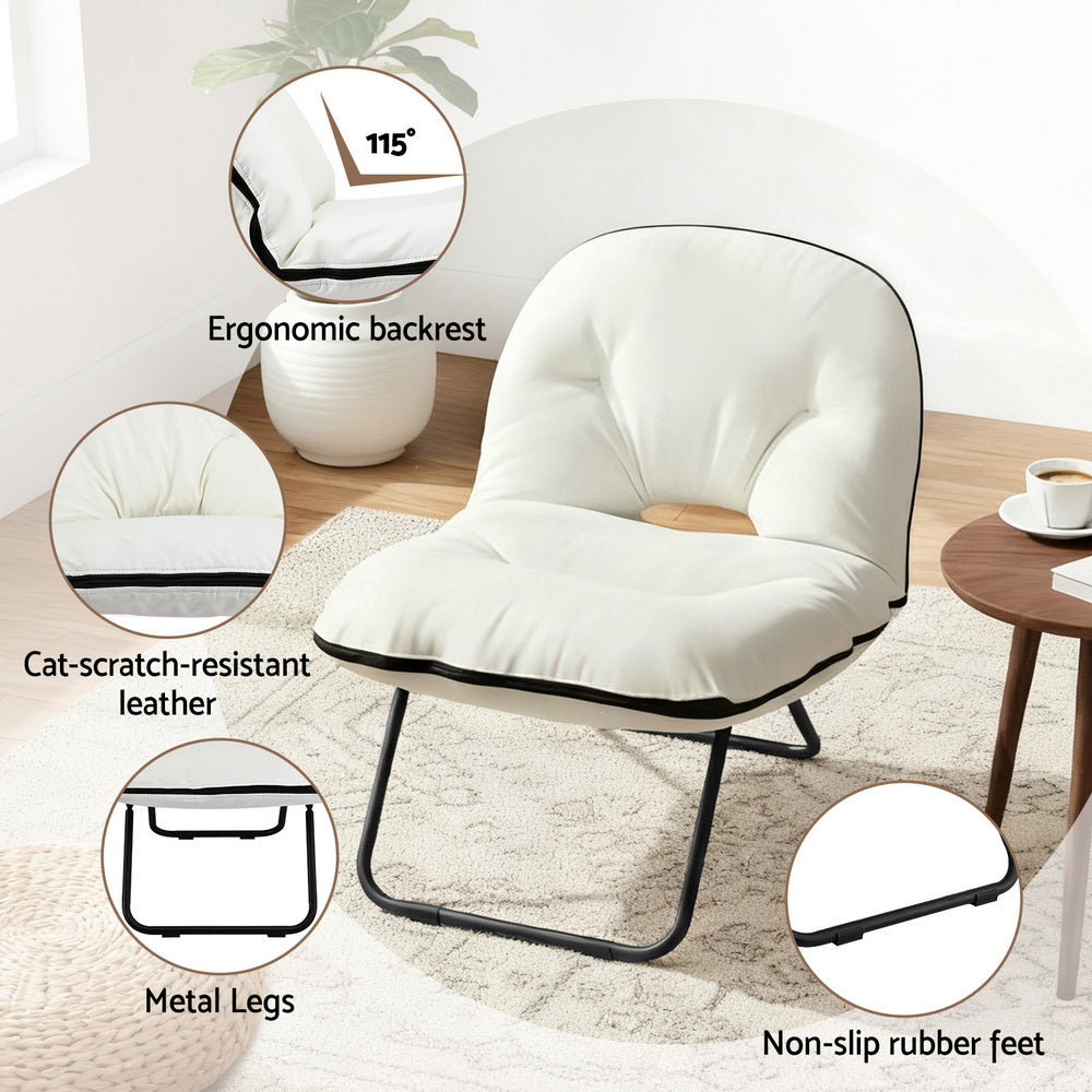 Maevyn Foldable Chair 2-In-1 Armchair Lounge Chair Portable - White