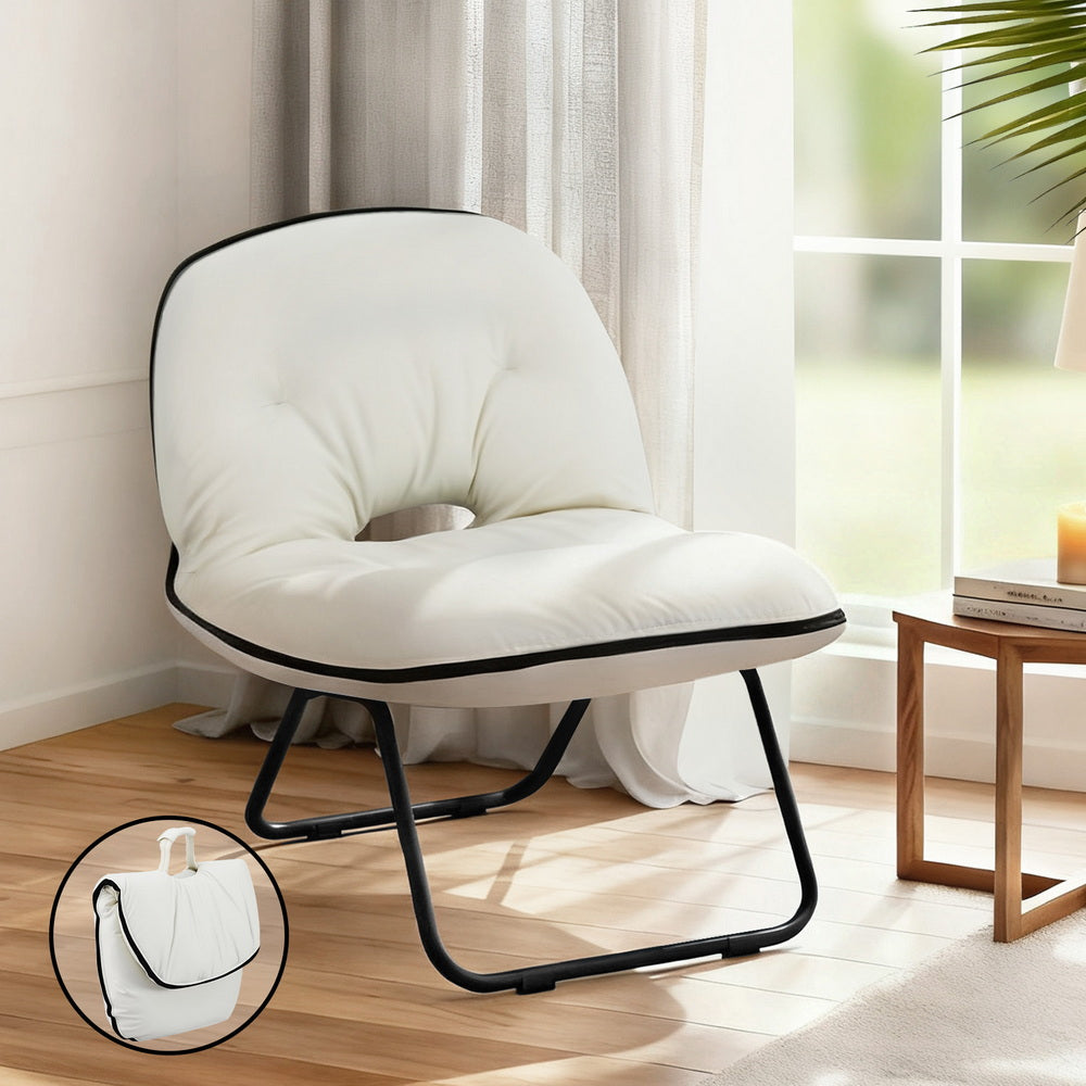 Maevyn Foldable Chair 2-In-1 Armchair Lounge Chair Portable - White