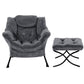 Maudie Armchair Accent Chair Ottoman Lounge Footrest Velvet - Grey