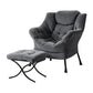 Maudie Armchair Accent Chair Ottoman Lounge Footrest Velvet - Grey