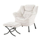 Maudie Armchair Accent Chair Ottoman Lounge Footrest Velvet - White