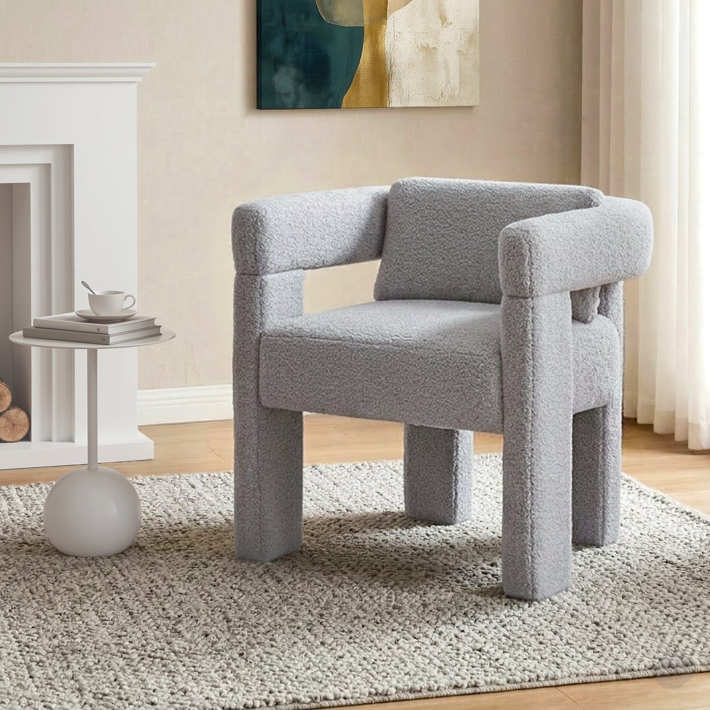 Matisia Armchair Accent Chair Lounge Sofa Couch Boucle Fabric - Grey