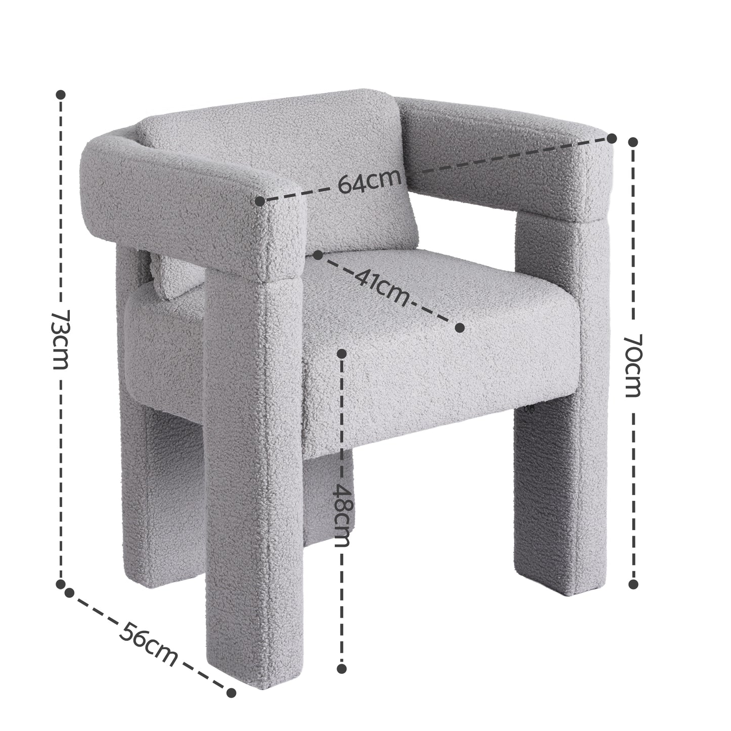 Matisia Armchair Accent Chair Lounge Sofa Couch Boucle Fabric - Grey