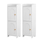 Set of 2 Bathroom Storage Cabinet 2-Tier Slim Toilet Organizer Adjustable White