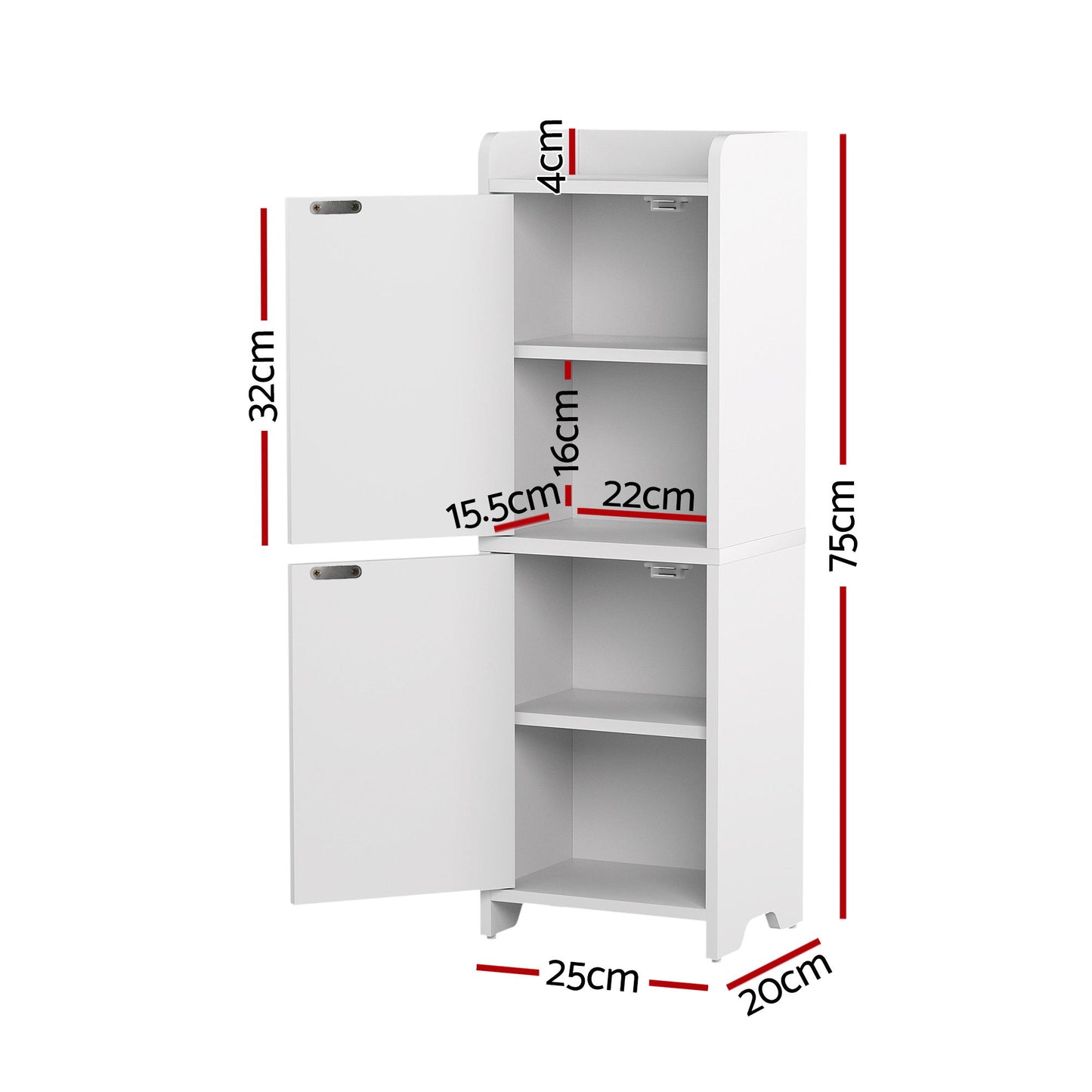 Set of 2 Bathroom Storage Cabinet 2-Tier Slim Toilet Organizer Adjustable White