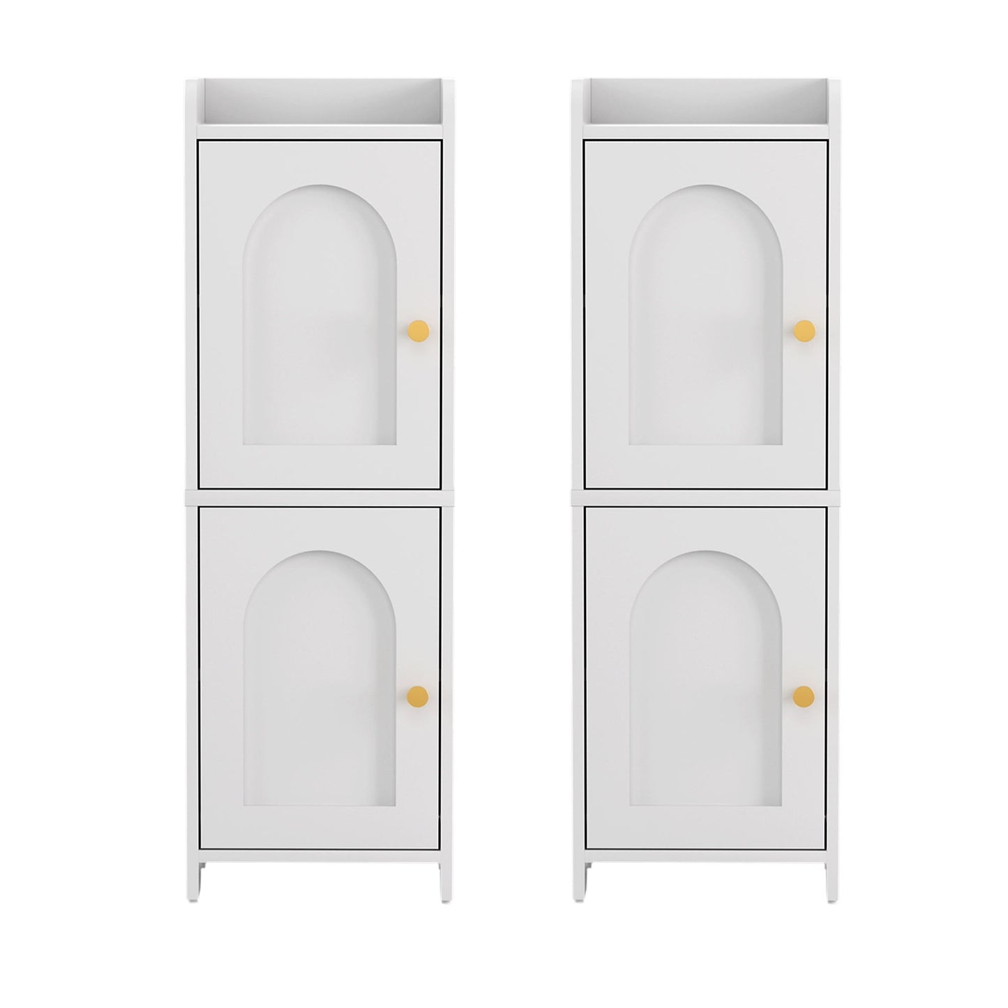 Set of 2 Bathroom Storage Cabinet 2-Tier Slim Toilet Organizer Adjustable White