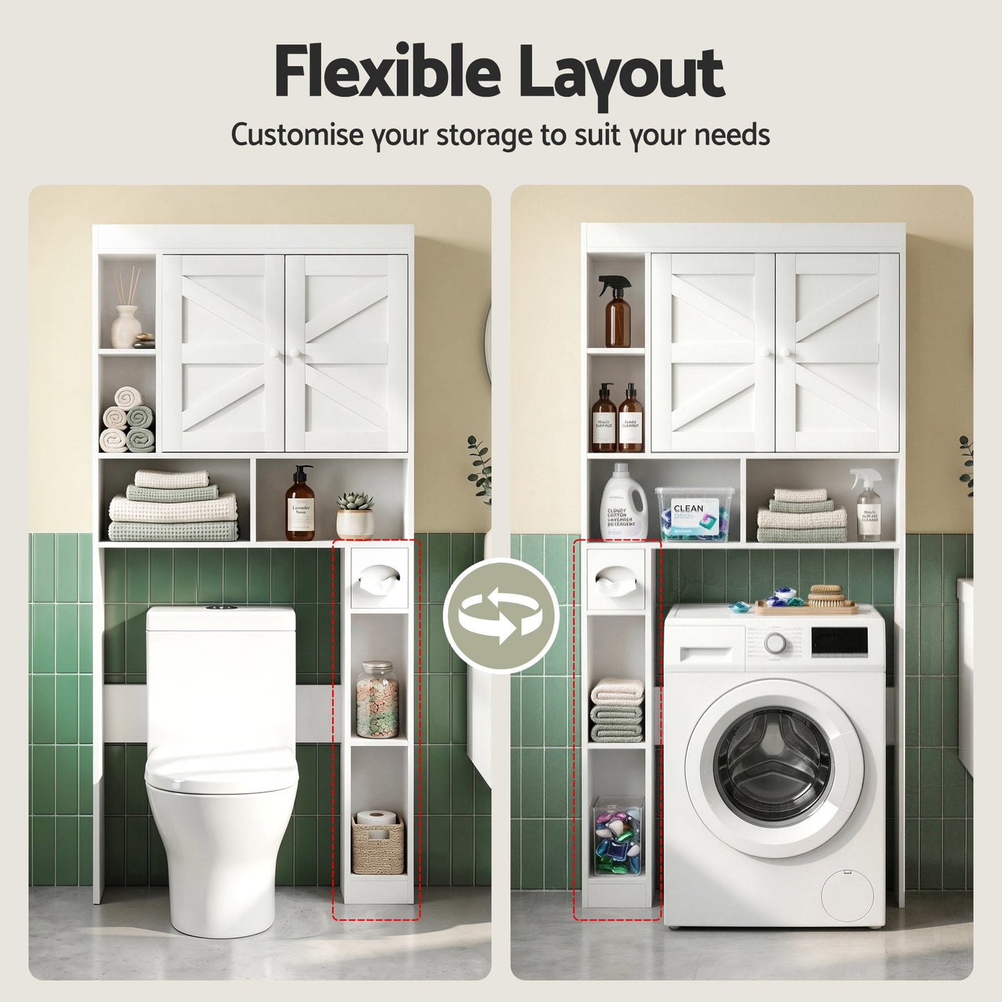 Bathroom Storage Cabinet Over The Toilet Organiser Laundry Shelf Holder