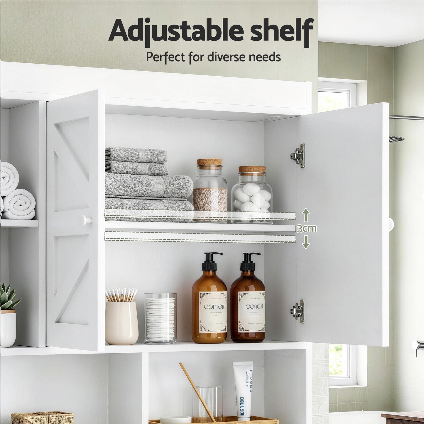 Bathroom Storage Cabinet Over The Toilet Organiser Laundry Shelf Holder
