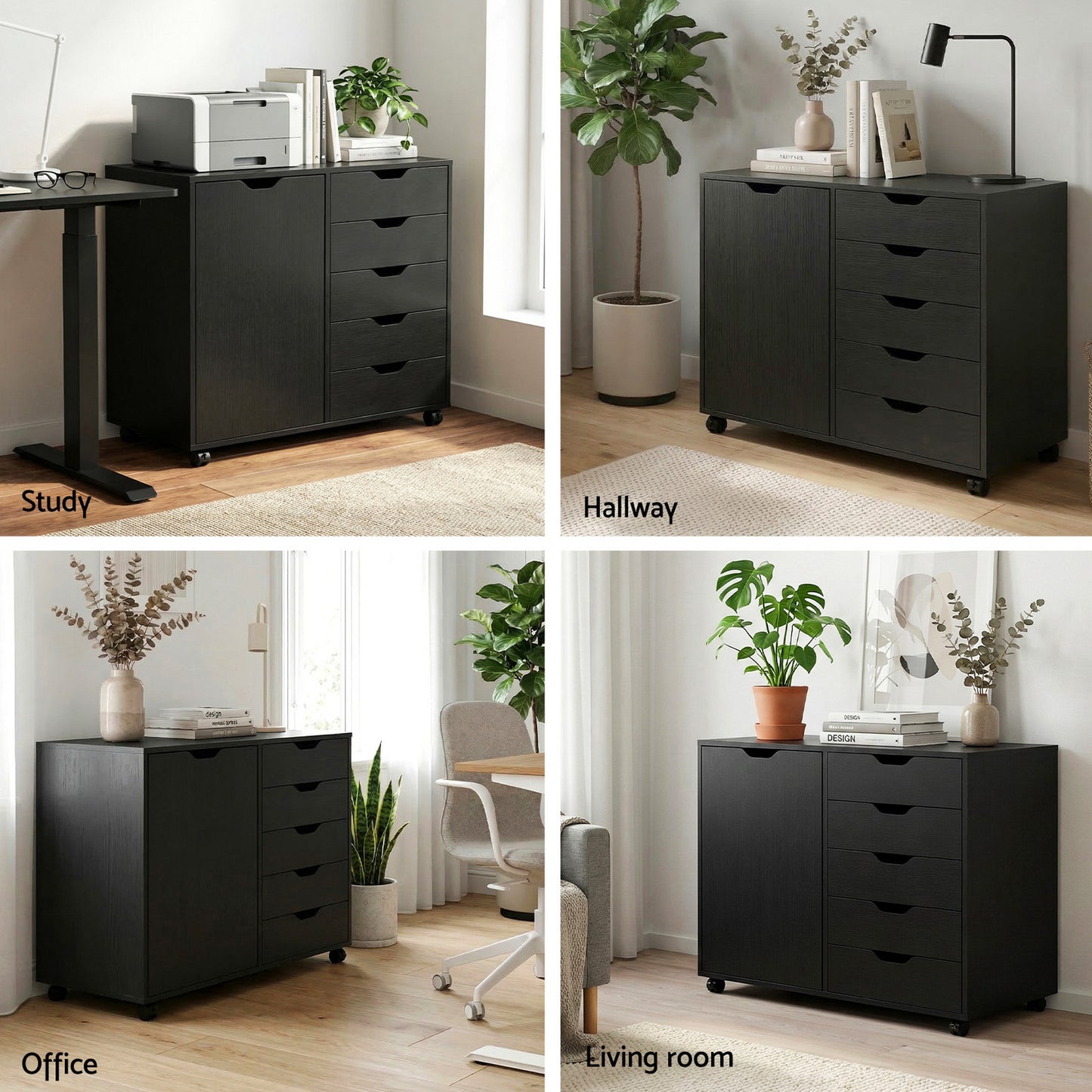Artiss Mobile Filing Cabinet 5 Drawer with Door Modern Storage Cabinet Printer Stand