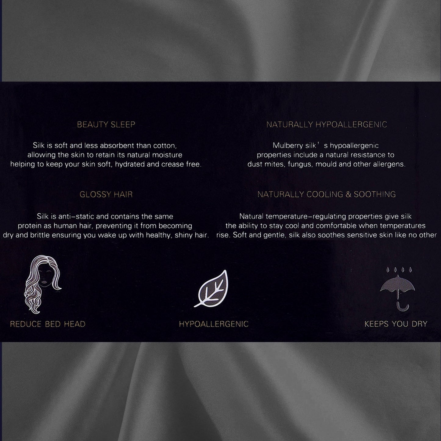 100% Mulberry Silk Pure Silk Pillow Case Hypoallergenic Pillowcase - Charcoal