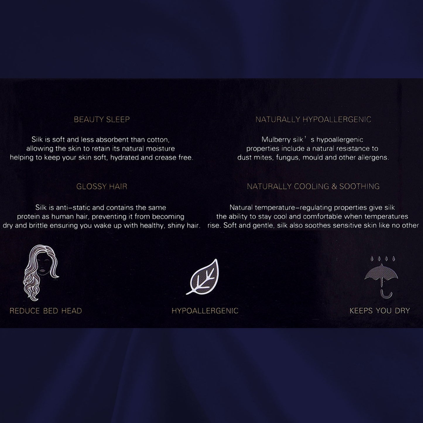 100% Mulberry Silk Pure Silk Pillow Case Hypoallergenic Pillowcase - Navy