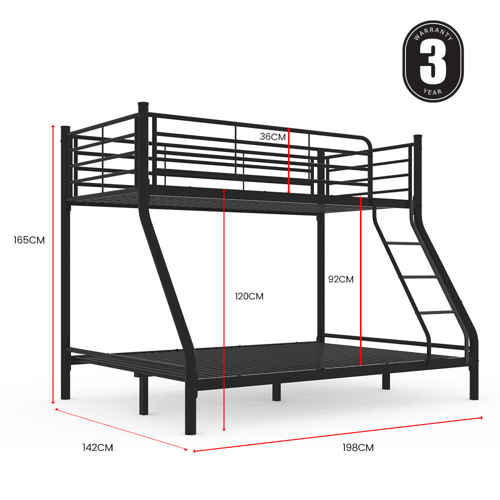 Maia Metal over Bunk Bed Frame - Matte Dark Grey Double
