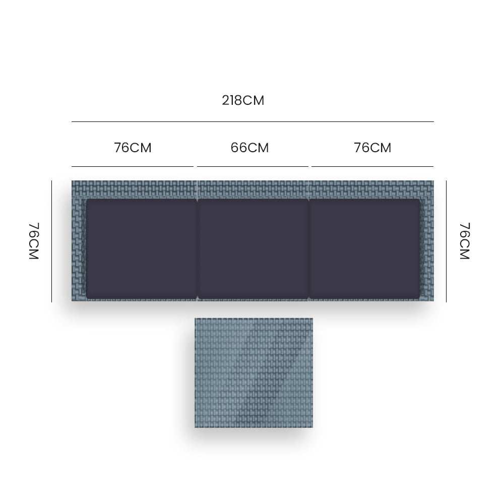 Ray 3-Seater Set 4-Piece Modular Outdoor Lounge Setting with Coffee Table - Grey