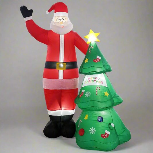 2.5m Santa and Christmas Tree Christmas Inflatable with LED