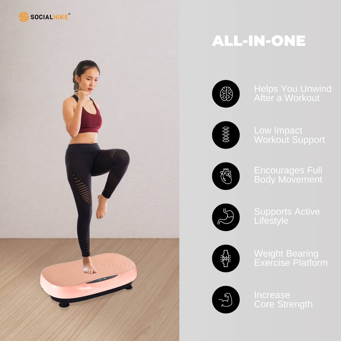 Vibration Plate Machine - Vibrating Exercise Platform - Pink