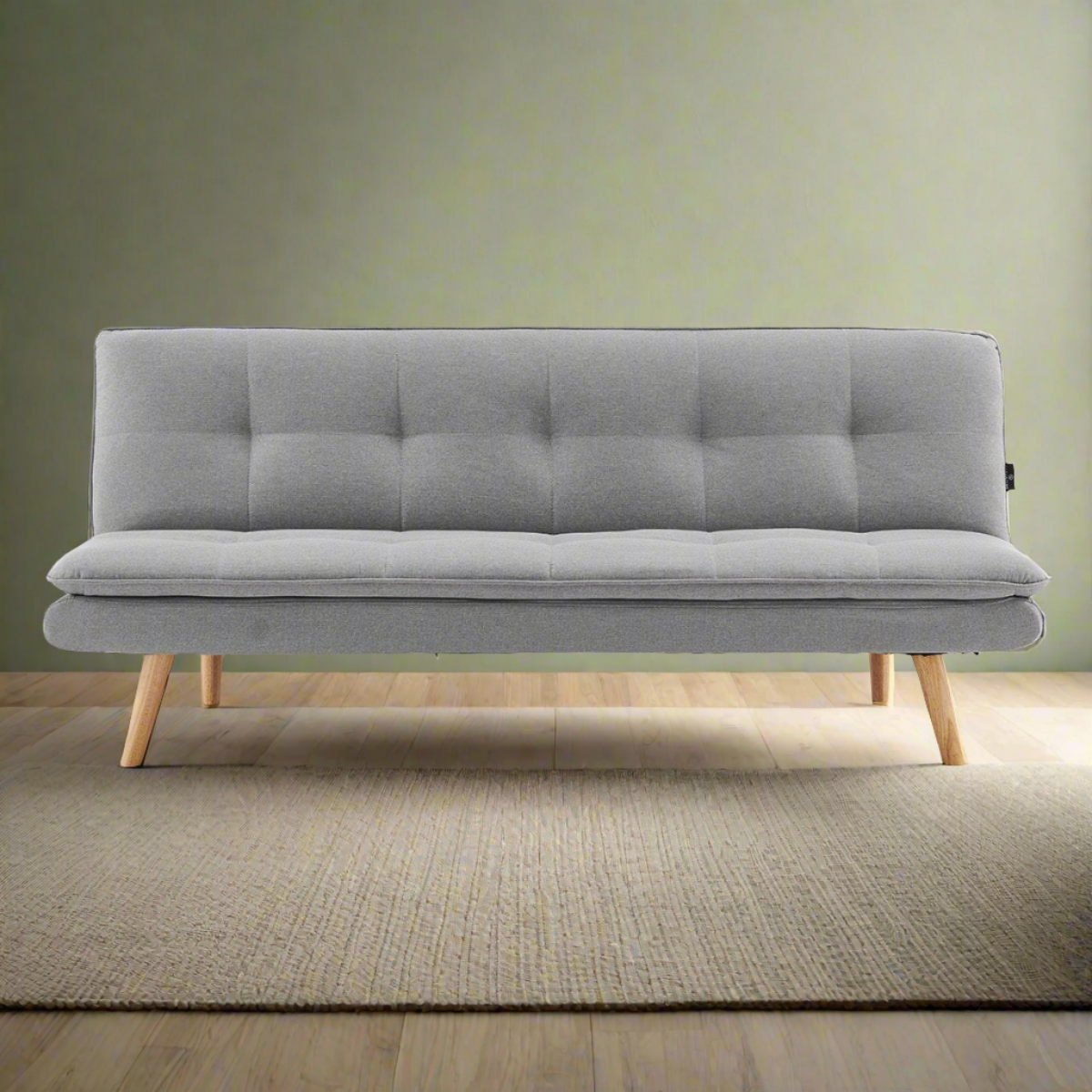 Matilda 3-Seater Linen Futon Sofa Bed Lounge - Light Grey