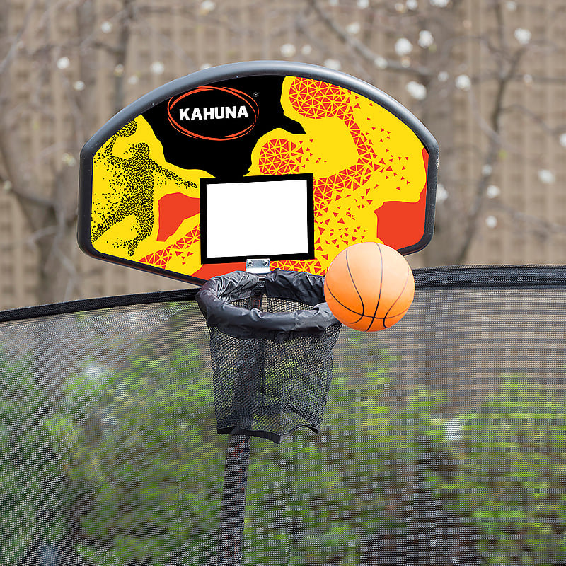 Kahuna Trampoline for Kids 16FT Outdoor Children with Safety Enclosure Pad Mat Ladder Basketball Hoop Set - Green