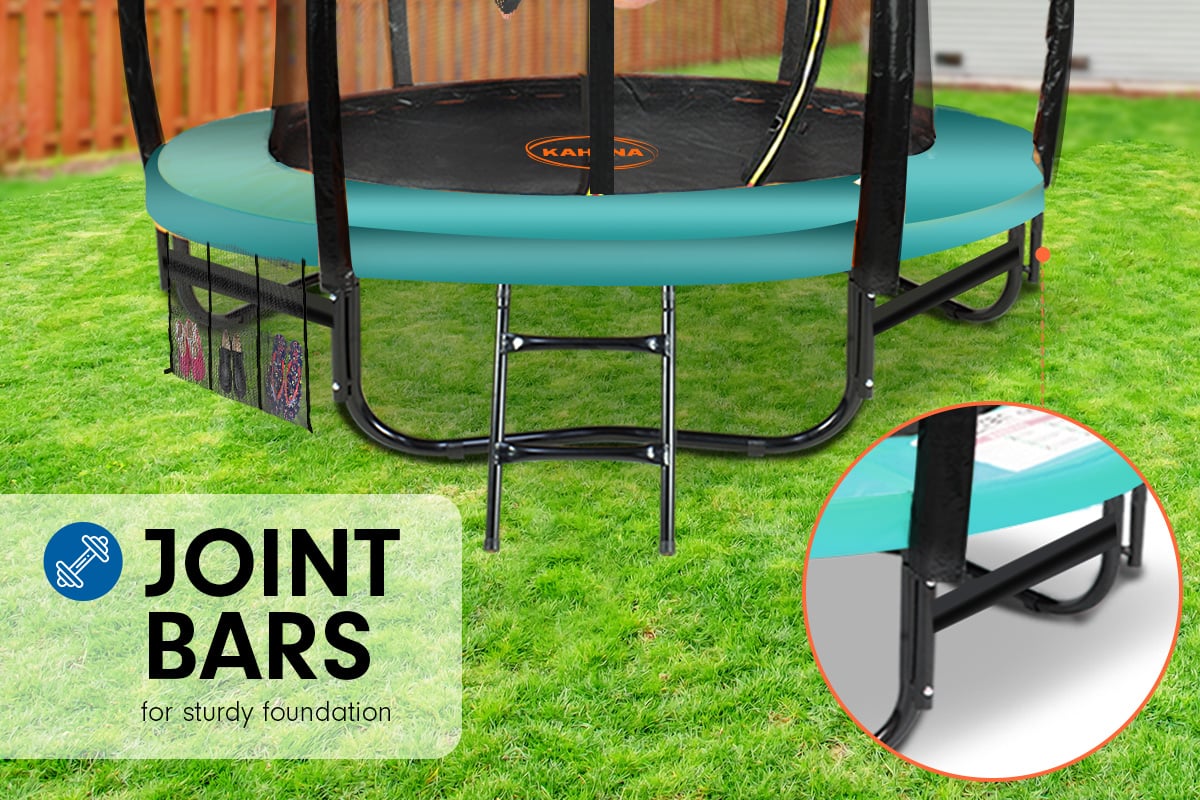 Kahuna Trampoline for Kids 16FT Outdoor Children with Safety Enclosure Pad Mat Ladder Basketball Hoop Set - Green