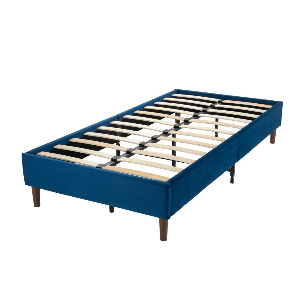 Maya Velvet Bed Frame - Blue Double