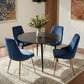 5-Piece Ermes Blue Dining Table & Chair Set Velvet Bistro