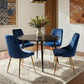 5-Piece Ermes Blue Dining Table & Chair Set Velvet Bistro