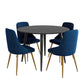 5-Piece Ermes Blue Dining Table & Chair Set Velvet Bistro
