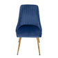 5-Piece Ermes Blue Dining Table & Chair Set Velvet Bistro