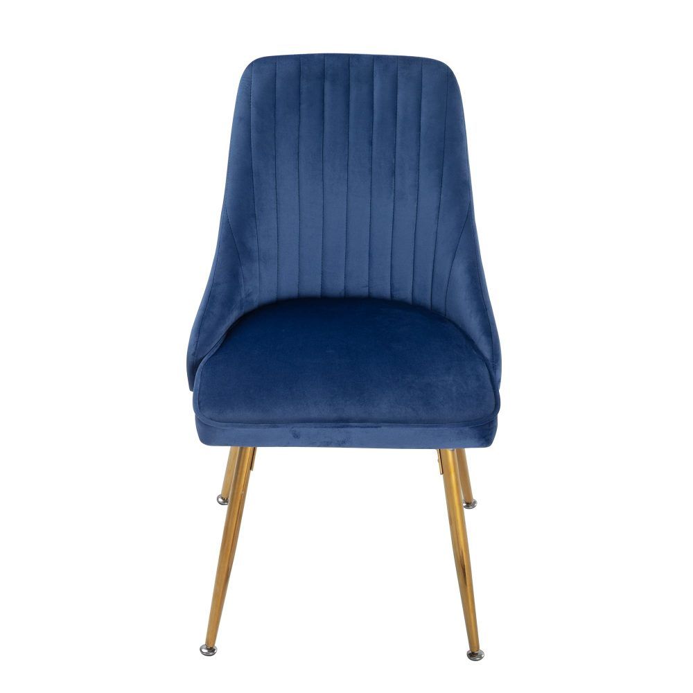 5-Piece Ermes Blue Dining Table & Chair Set Velvet Bistro