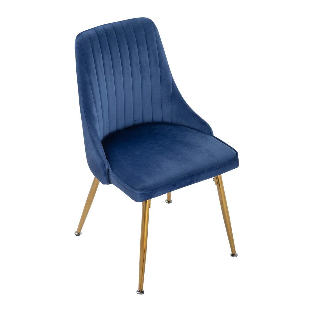 5-Piece Ermes Blue Dining Table & Chair Set Velvet Bistro