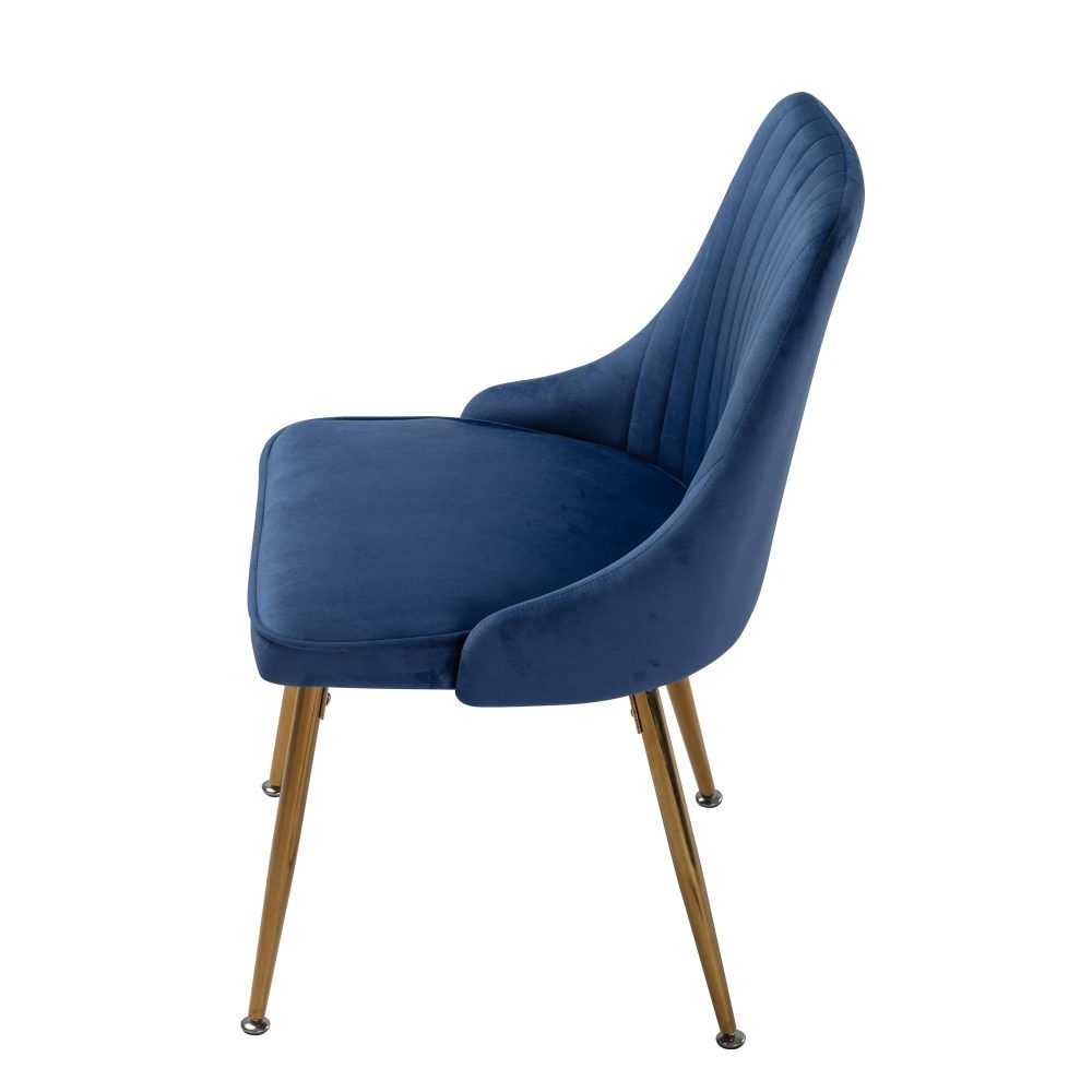 5-Piece Ermes Blue Dining Table & Chair Set Velvet Bistro