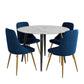 5-Piece Ermes Blue Dining Table & Chair Set Velvet Bistro
