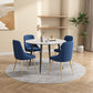 5-Piece Ermes Blue Dining Table & Chair Set Velvet Bistro