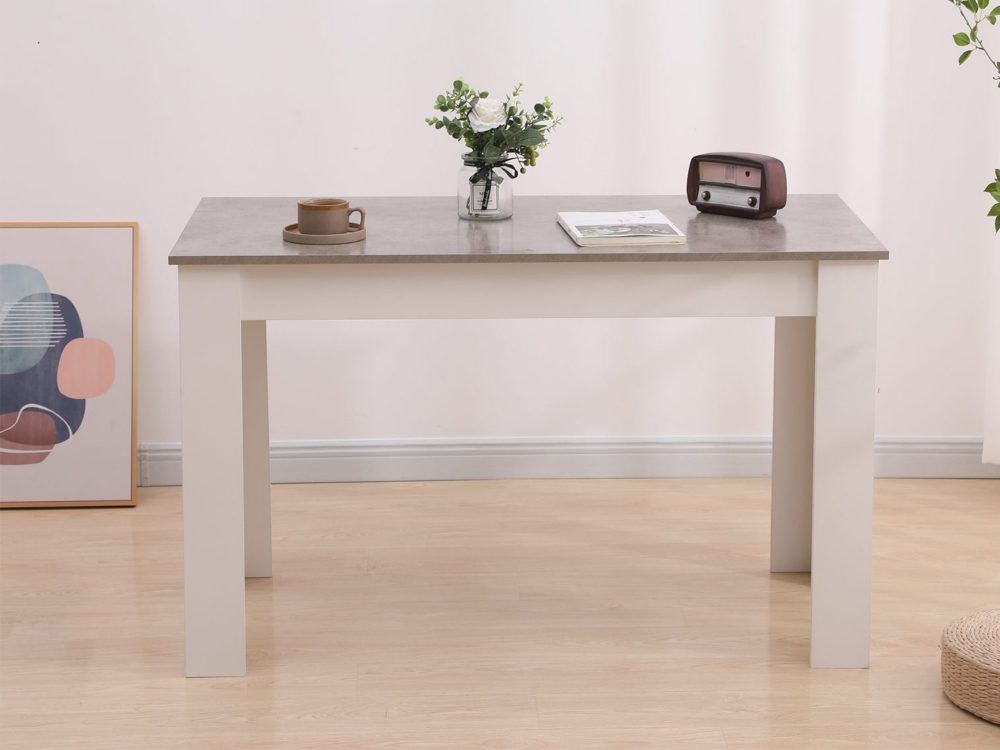 Dining Table Rectangular Wooden 120M - Grey & White