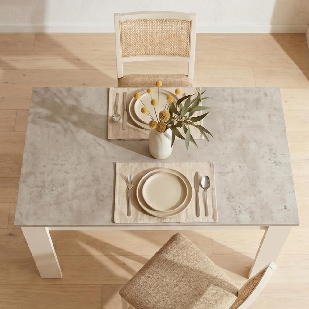 Dining Table Rectangular Wooden 120M - Grey & White