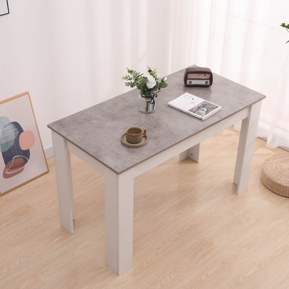 Dining Table Rectangular Wooden 120M - Grey & White