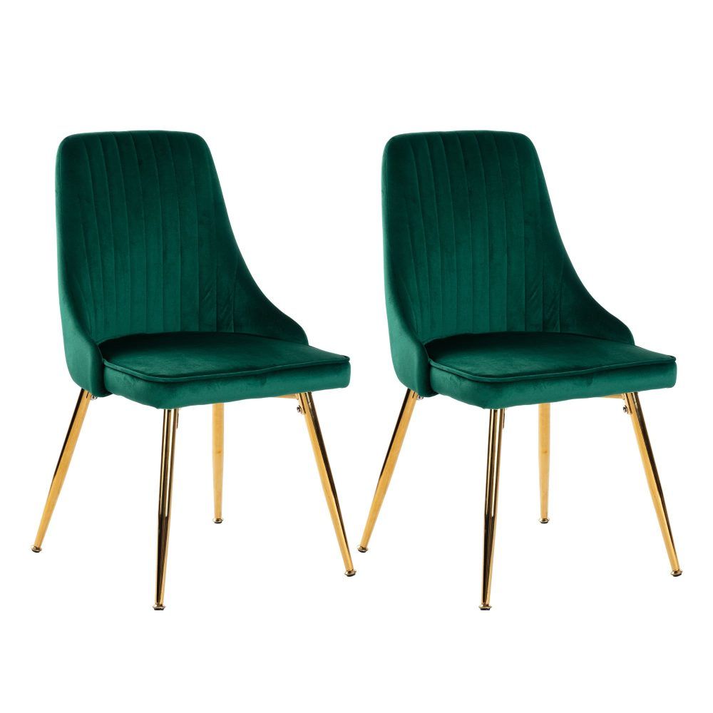 5-Piece Elvio Green Dining Table & Chair Set Rectangular Velvet