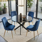5-Piece Lello Blue Dining Table & Chair Set Marble Velvet