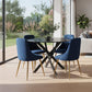 5-Piece Lello Blue Dining Table & Chair Set Marble Velvet
