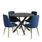 5-Piece Lello Blue Dining Table & Chair Set Marble Velvet