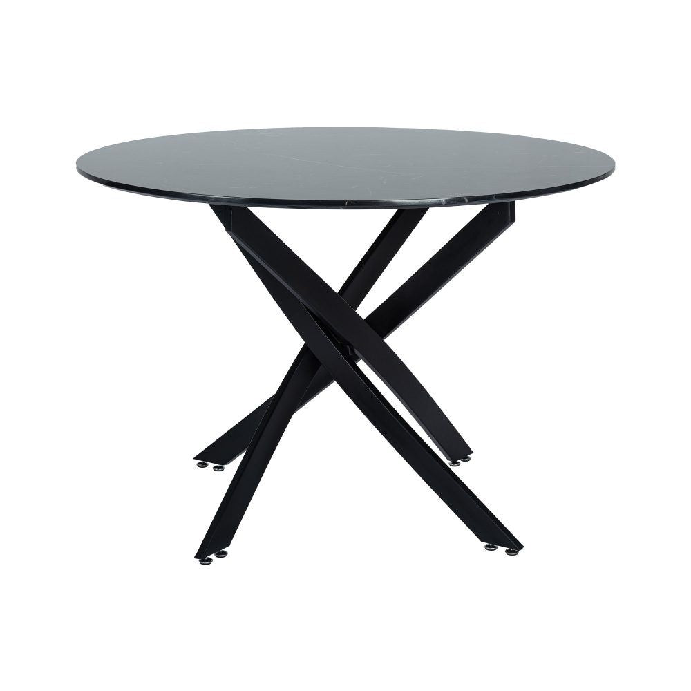 5-Piece Lello Blue Dining Table & Chair Set Marble Velvet