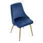 5-Piece Lello Blue Dining Table & Chair Set Marble Velvet