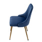 5-Piece Lello Blue Dining Table & Chair Set Marble Velvet