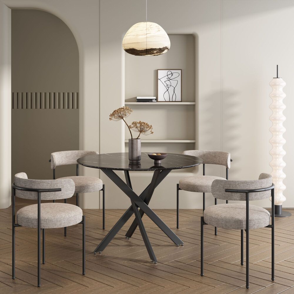 Brady Round Marble - Effect Table - Black