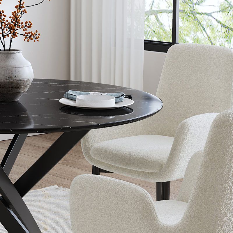 Brady Round Marble - Effect Table - Black