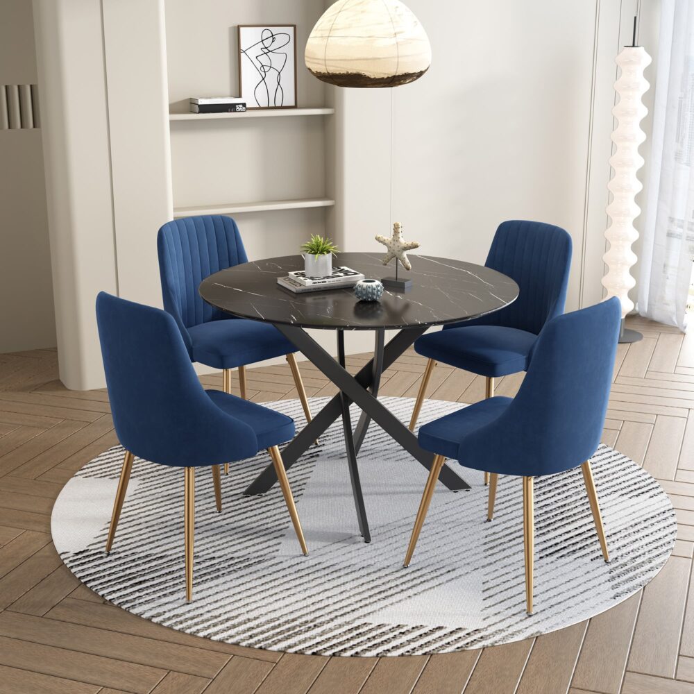 Brady Round Marble - Effect Table - Black