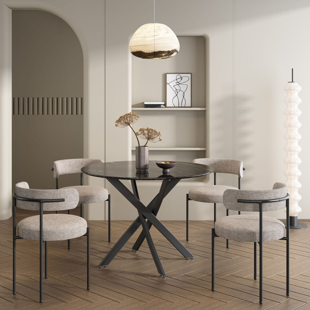 Brady Round Marble - Effect Table - Black