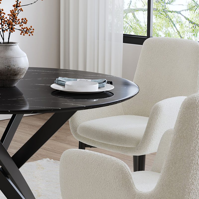 Brady Round Marble - Effect Table - Black