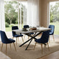 6-Piece Dario Navy Dining Table & Chair Set Rectangular Velvet Banquet
